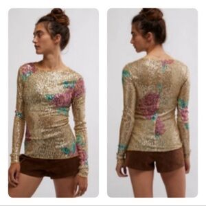Free People GOLD RUSH PRINTED TOP